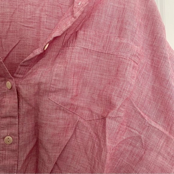 Madewell Red Short Sleeve Button-up Front Knot Shirt In Large - Picture 7 of 12